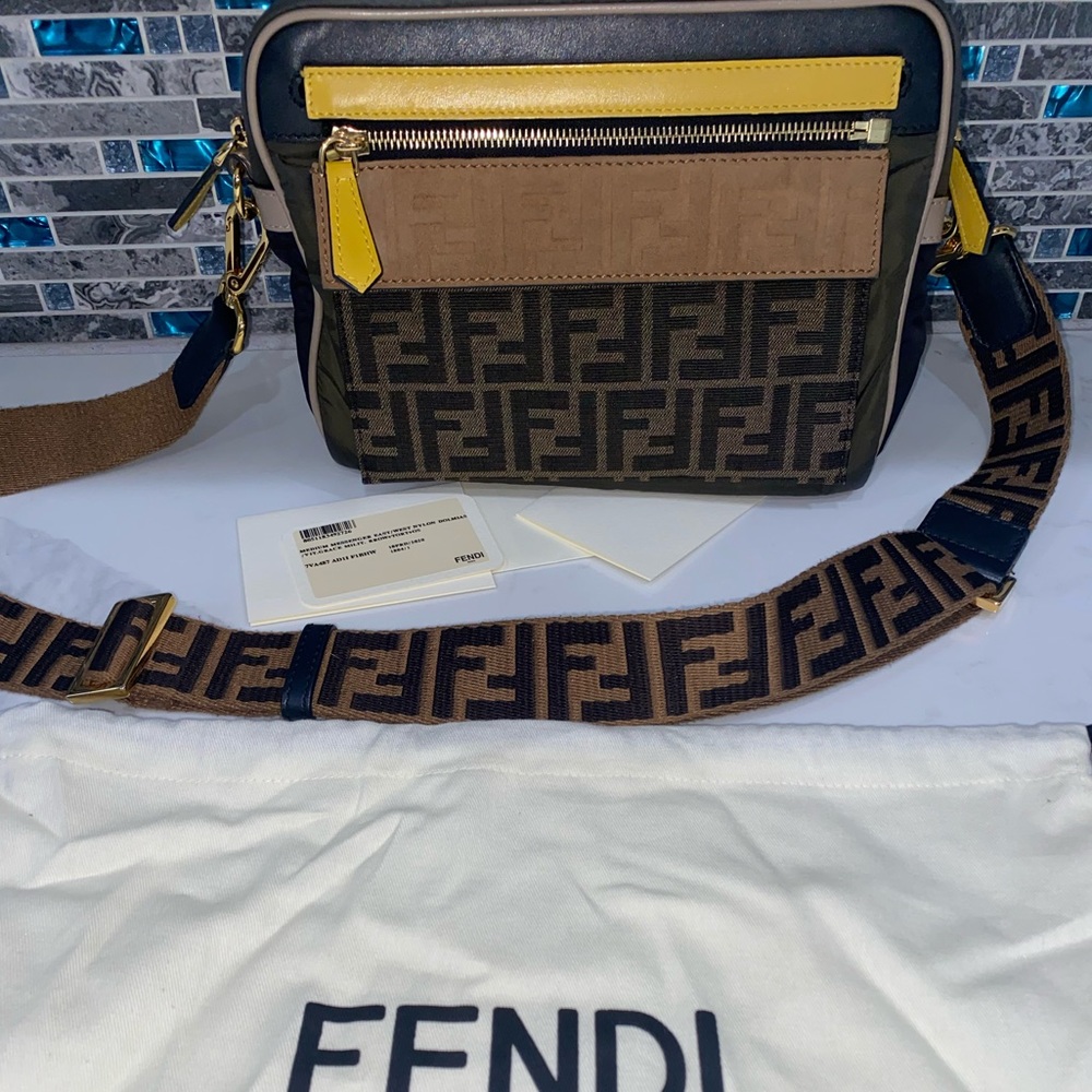 Fendi FF Motif Green Messenger Bag
